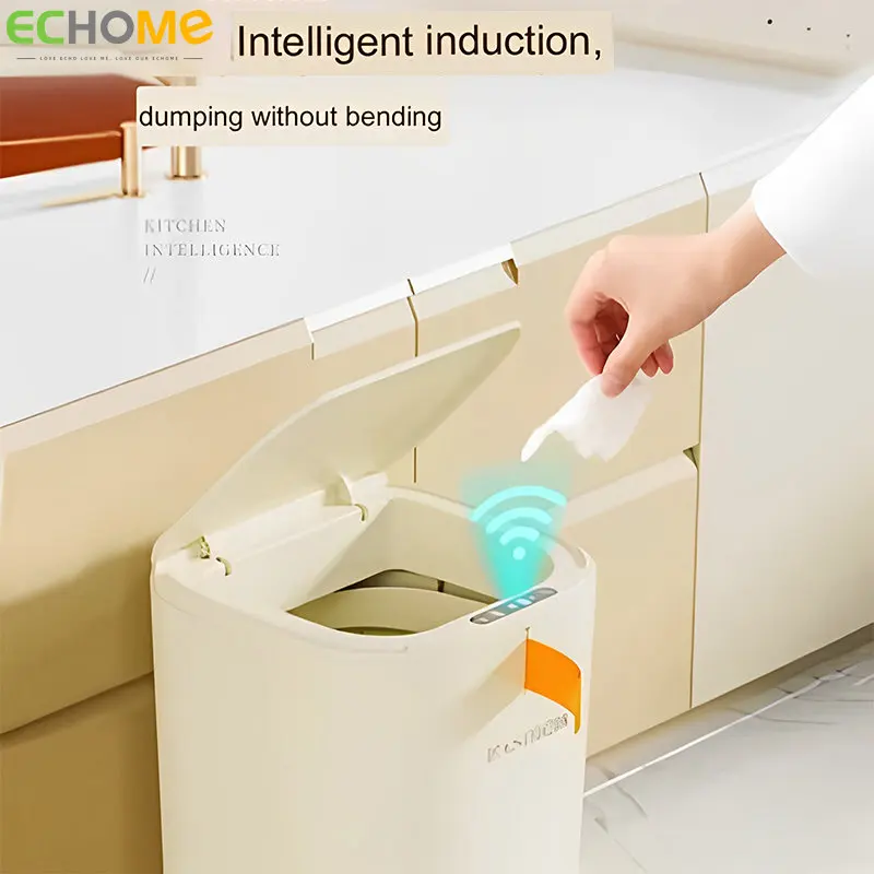 

ECHOME New Smart Sensor Trash Can Kitchen Automatic Packaging Bathroom Wastebasket Household Waterproof with Cover Dustbin 2023