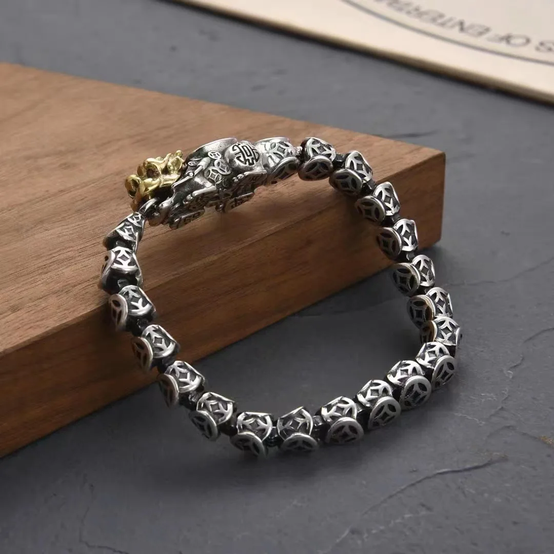 Antique Silver Color Hand Woven Pixiu Bracelet Dominant Fashion Bracelet Banquet Jewelry Accessories Gifts