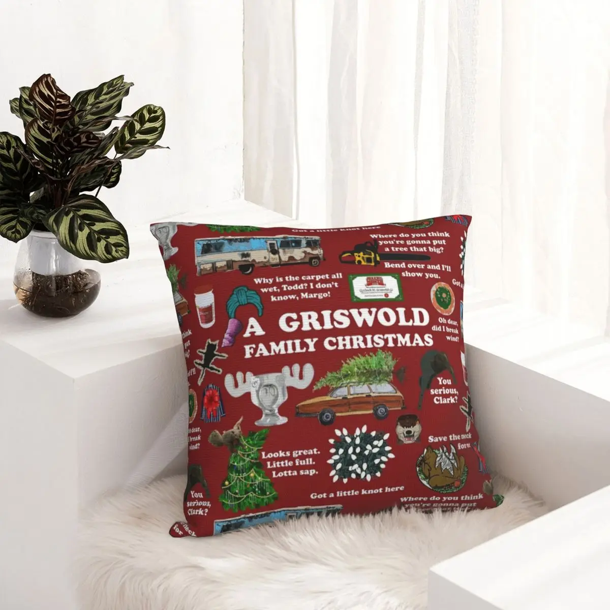 MerryChristmasVacationPillowCoverVintagePillowCaseForSofa
