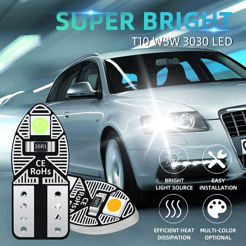 

10x W5W T10 Led Signal Lamp 168 194 Car Interior Light 2SMD 2835 W5W Led Canbus Auto Clearance Lights Reading Lamp 12V