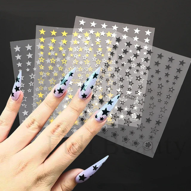 Silver Star Stickers Manicure  Nail Stickers Manicure Stars - 1sheet Laser  Star Nail - Aliexpress