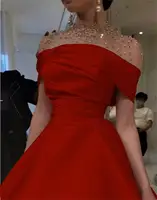 فستان سهرة من Lorrtta برقبة عالية من الساتان للنساء ، فستان خط ، فستان أوف وايت ، فستان أنيق للحفلات الراقصة ، الحفلات والزفاف ، الحفلات الفاخرة 1