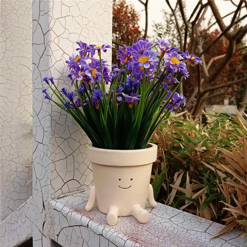 Cute Indoor Plant Pots Resin Indoor Cactus Sitting Plant Pot Decorative Novelty Planter Head Planter Garden Pots For Gardening