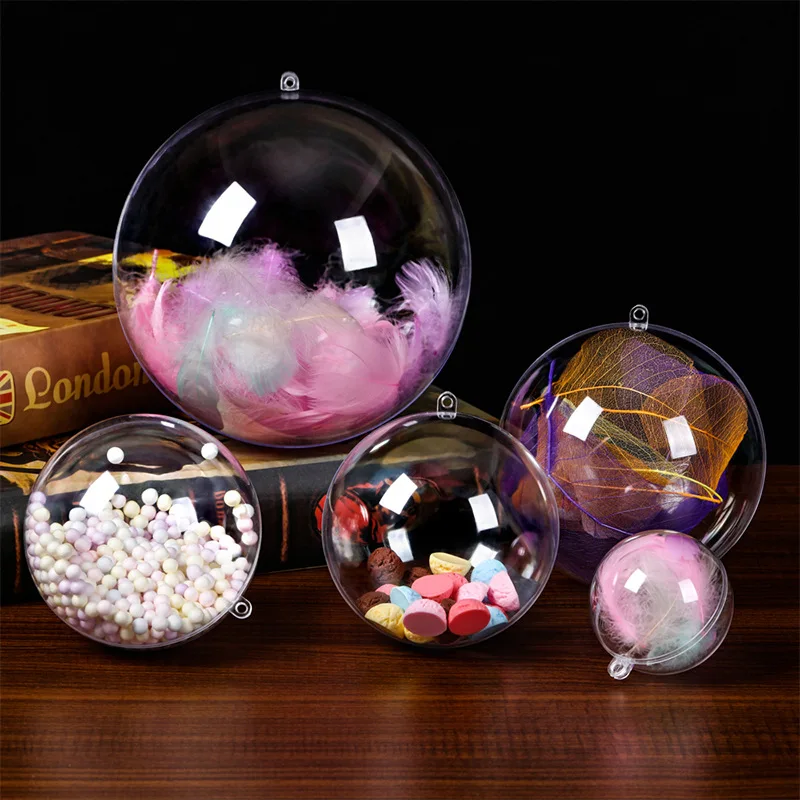 Clear Acrylic Transparent Ball Plastic Fillable Bauble 10Pcs DIY Ornament Wedding Party Decorations For Home Kids Gift Candy Box