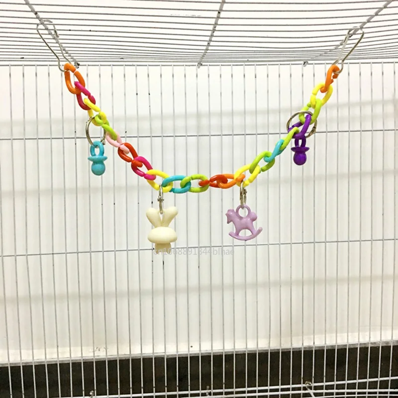 Parrot Toy Bird Toy Bird Swing Toy Bird Cage Accessories Pet Supplies Toy Parrot Toys Colorful Acrylic Bridge Cage Bird Funny Hanging Accessories Swing Toys Chain Exercise