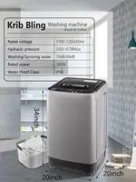 KRIB BLING Full Automatic Washing Machine with LED Display 17.7 lbs Portable Washer Drain Pump 10 Programs & 8 Water Levels 2