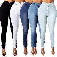 Botvotee Skinny Pencil Jeans for Women High Waisted Casual Elegant Office Denim Pants Blue White Black Elastic Jeans Woman