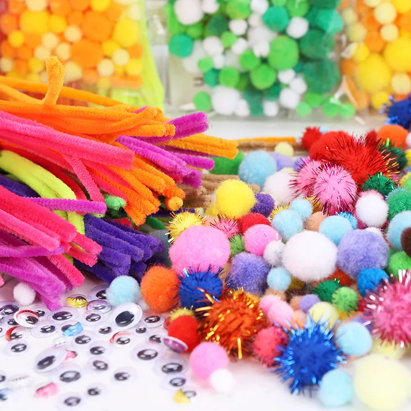 Chenille Stems Pipe Cleaners Fluffy Soft Pom Poms Ball Handmade Diy Art  Crafts Material Kids Creativity Handicraft Children Toys