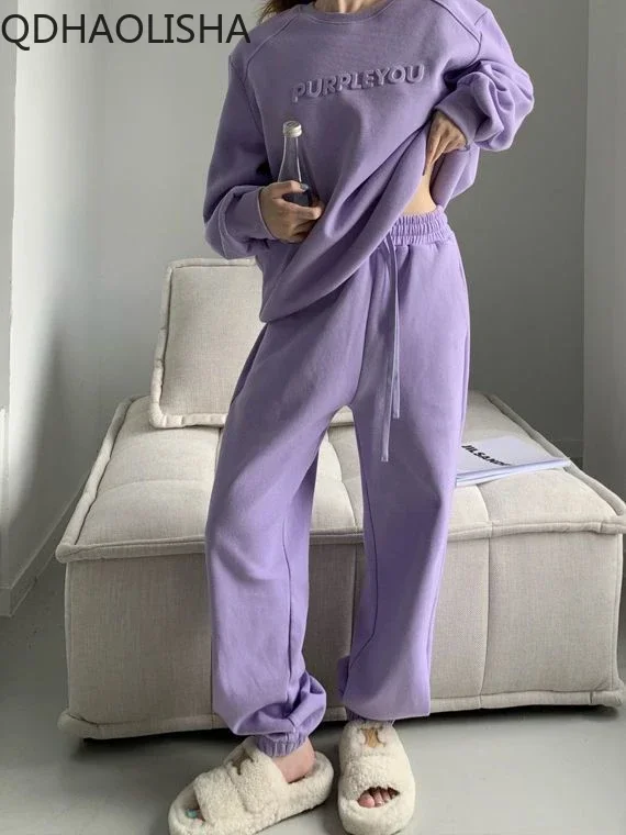 

Sets for Women 2 Pieces Outfit Autumer Winter Plush Thick Casual Sweater Loose Sports Pants Set Fashion Tracksuit Women's Suit
