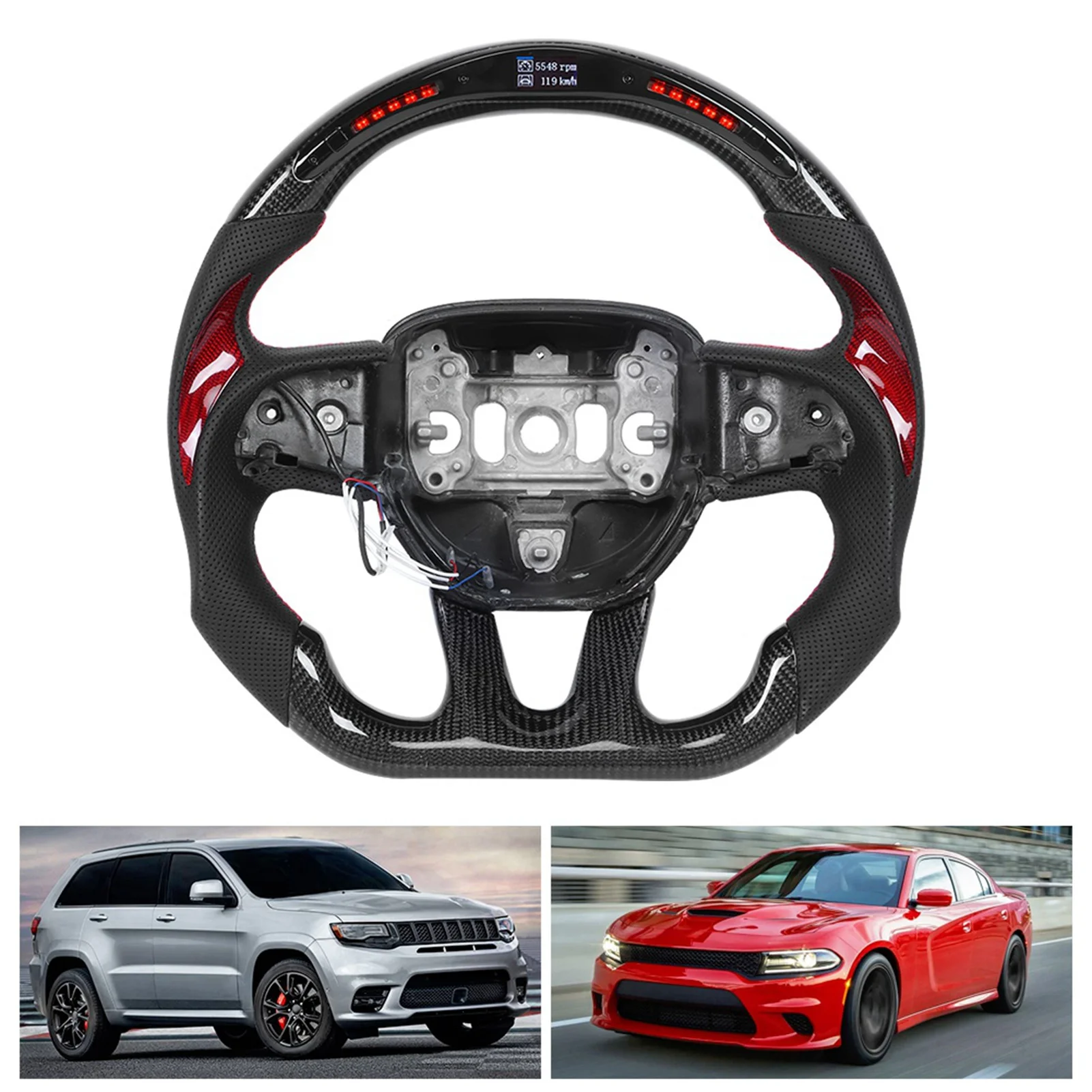 탄소 섬유 스티어링 휠 LED 레이스 디지털 디스플레이 시프트 조명, HELLCAT 2015-2020 에 적합, 신제품