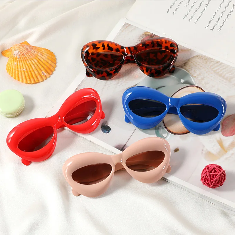 3-12 Years Cat Eye Sunglasses Lip-Shaped Sun Glasses for Girls Boys New Fashion Punk Sunglass Children Y2K Funny Trendy Eyewear
