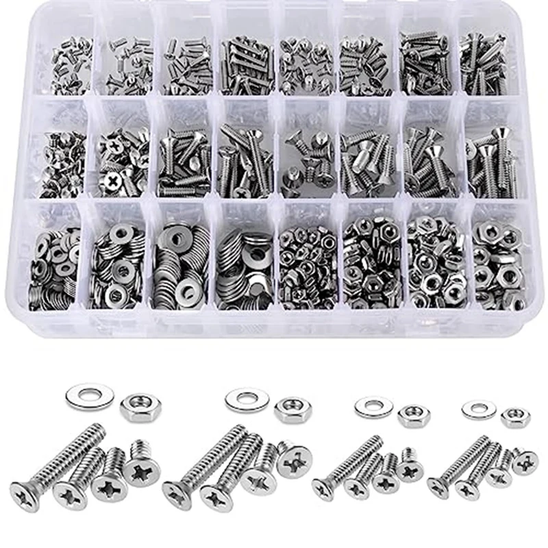 

900Piece Nuts And Bolts Assortment Kit For Home Projects Silver Machine Screws Assortment Kit