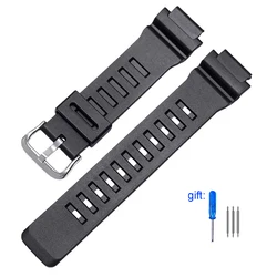 Waterproof Silicone Sports Watch Strap for Small Square Series Men's Watches (Black - silver)