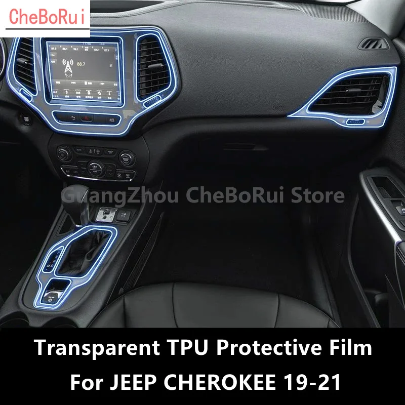 

For JEEP CHEROKEE 19-21 Car Interior Center Console Transparent TPU Protective Film Anti-scratch Repair Film Accessories Refit