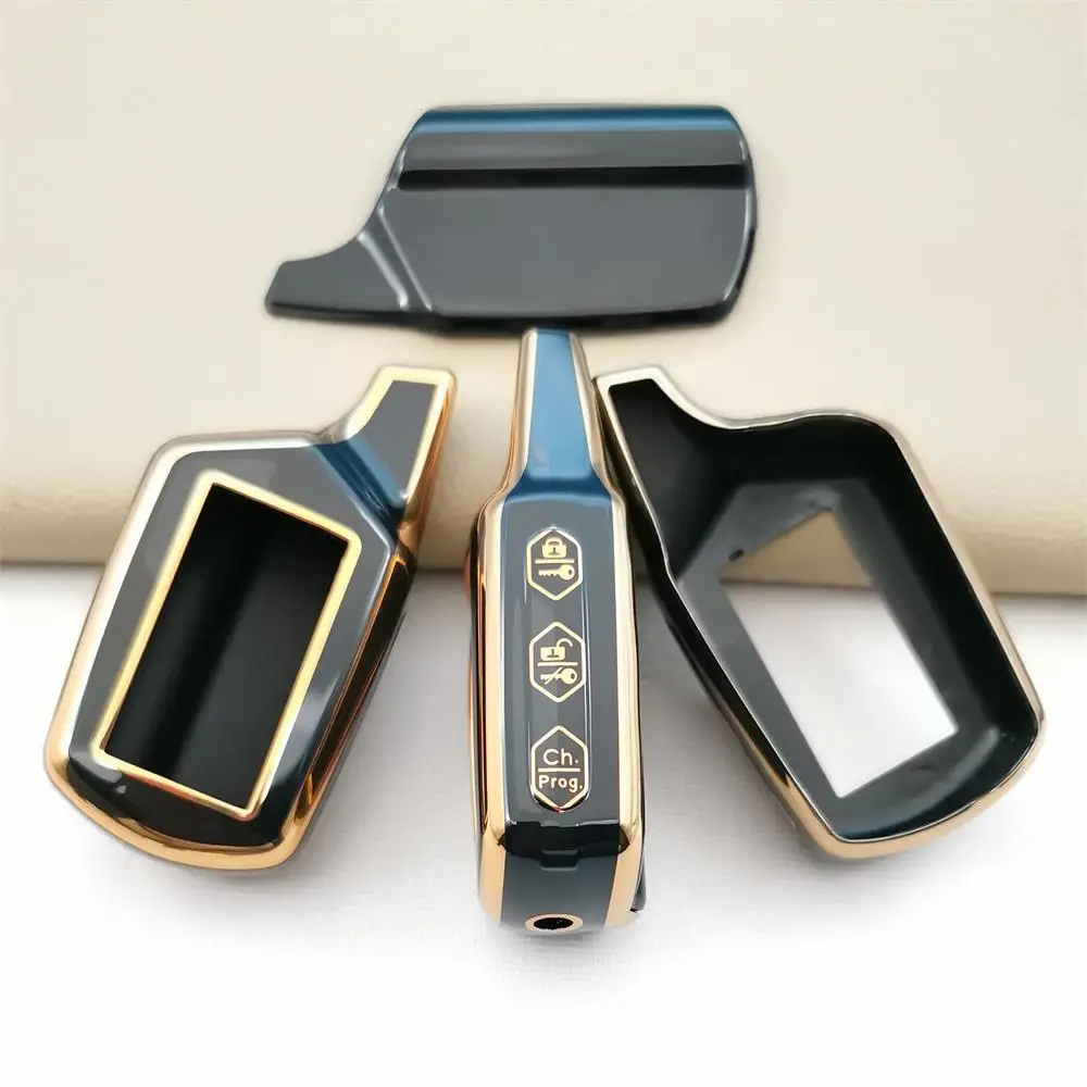 Key Case 100% Genuine Leather Key Case for Starline B9 B9 / B91 / B6 B61 A91 A61 V7 C9 LCD Shape Remote Car Alarm TPU