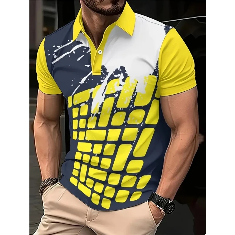 New 3D Printed Colorful Striped Man Polo Shirts Geometric Color Block Pattern Men's Clothes Shirt Casual Lapel Short Sleeve Tops 8 S46059fff03ae48eabfe6af93e8fb6ae3w