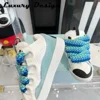 New Club Sneakers Women Mixed Colors Designer Luxury Sneakers Platform Real Leather Top Quality Men Brand Trainer Thick Shoelace 5