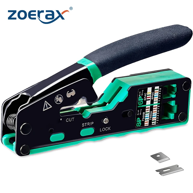 ZoeRax RJ45 Crimp Tool Kit Pass Through Cat6 Crimping Tool For Cat5