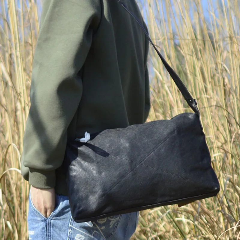 

Рюкзак AETOO мужской с кожаным ремешком, сумка на плечо из мягкой воловьей кожи, повседневный саквояж кросс-боди для работы и поездок