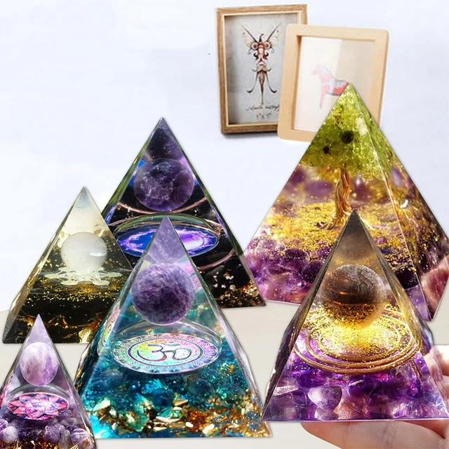 issdem 2 Packs Prymids Resin Molds, Large Silicone Pyramid Molds for Resin,  6 Inch Height Resin Pyramid Molds for DIY Orgonite Orgone Pyramid