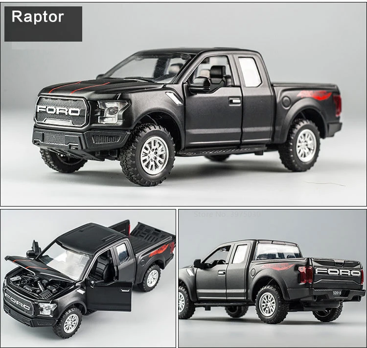 1:32 Scale Alloy Model Car Raptor F150 Pickup Diecast Metal