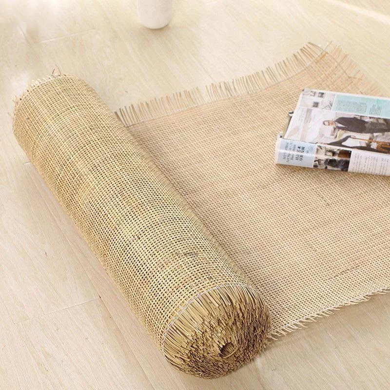 Hollow Square Lattice Natural Rattan Roll Indonesian Cane Webbing Wicker Material For Chair Table Cabinet Decor