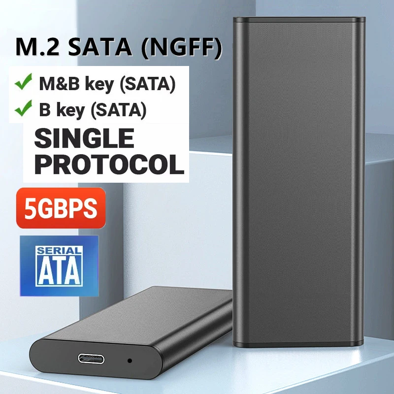 M.2 NGFF SATA SSD Enclosure USB 3.1 Type C Gen 1 5Gbps External Solid State Enclosure Adapter for 2280/2260/2242/2230 B/B+M Key