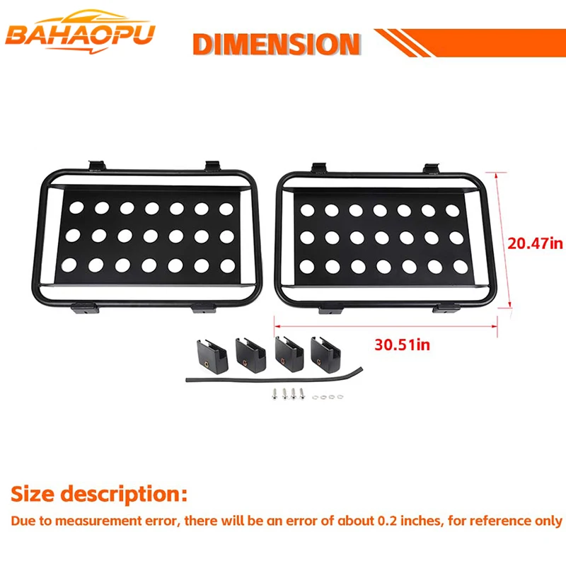 BAHAOPU 2PCS 알루미늄 합금 자동차 후면 유리 보호대 지프 랭글러 JL 2018+용, 자동차 보호 커버 액세서리
