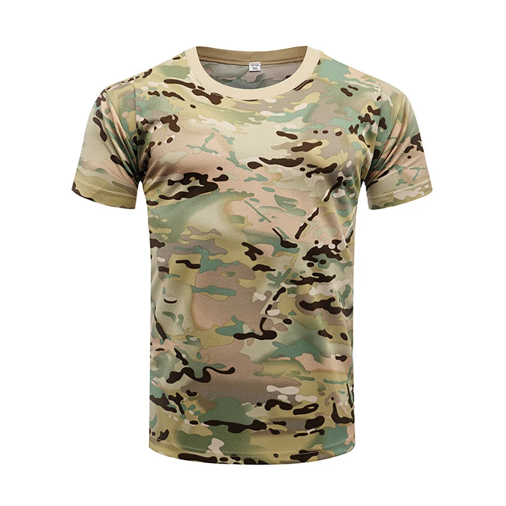 Short-sleeved Camouflage Shirt for Men Quick-drying Shirt Fitness Training Suit Camping Shirt Outdoor Clothing