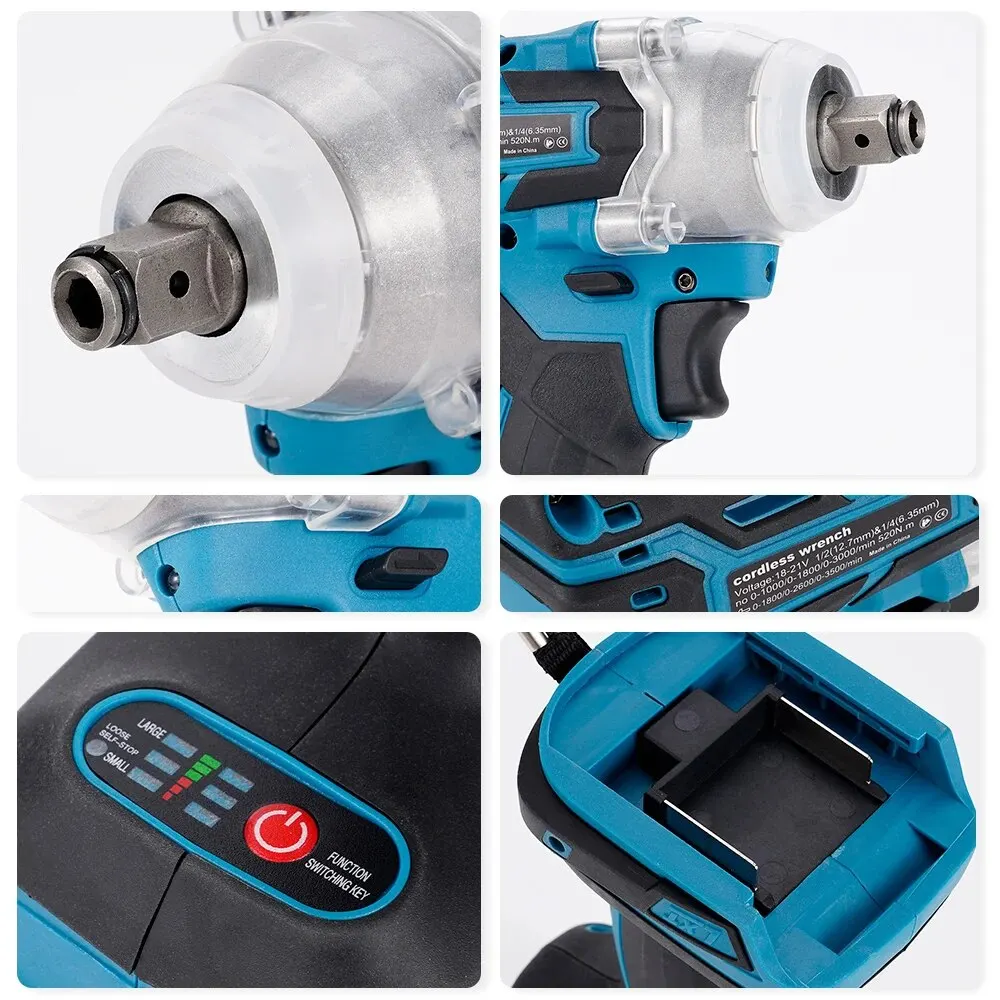 Hormy 1/2 Inch Brushless Electric Impact Wrench 520NM Cordless Electric Wrench For Makita 18V Battery Screwdriver Power Tools 6