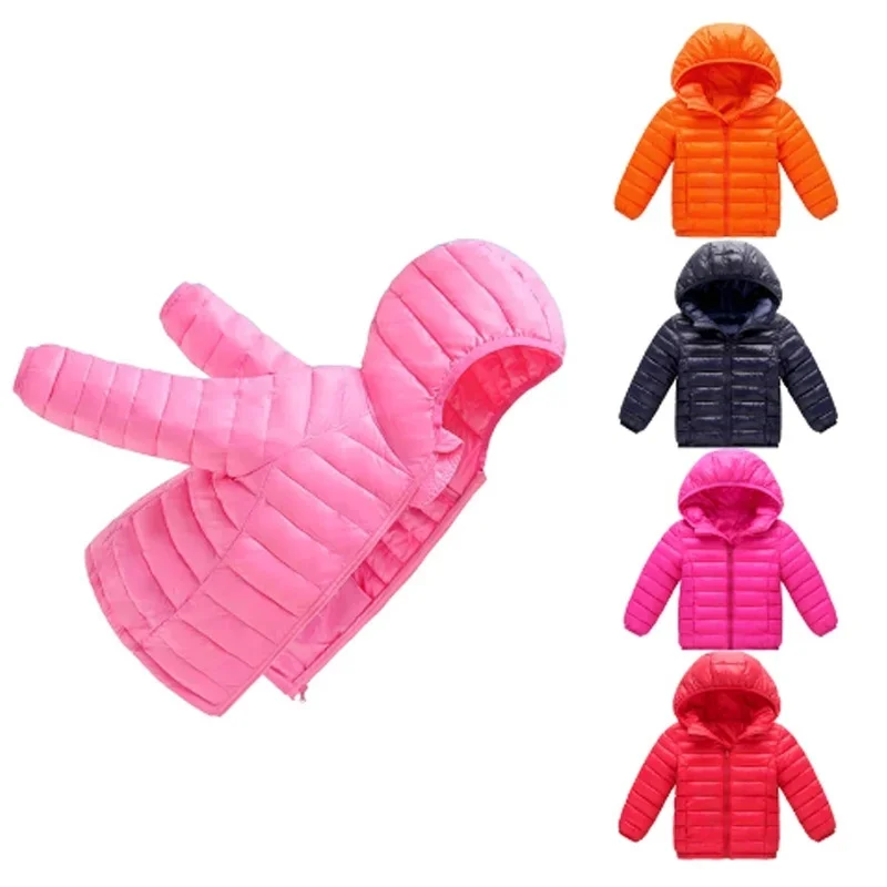 Kids Winter Jackets - Boys Girls Hooded Windproof Coat | Solid Color Outerwear