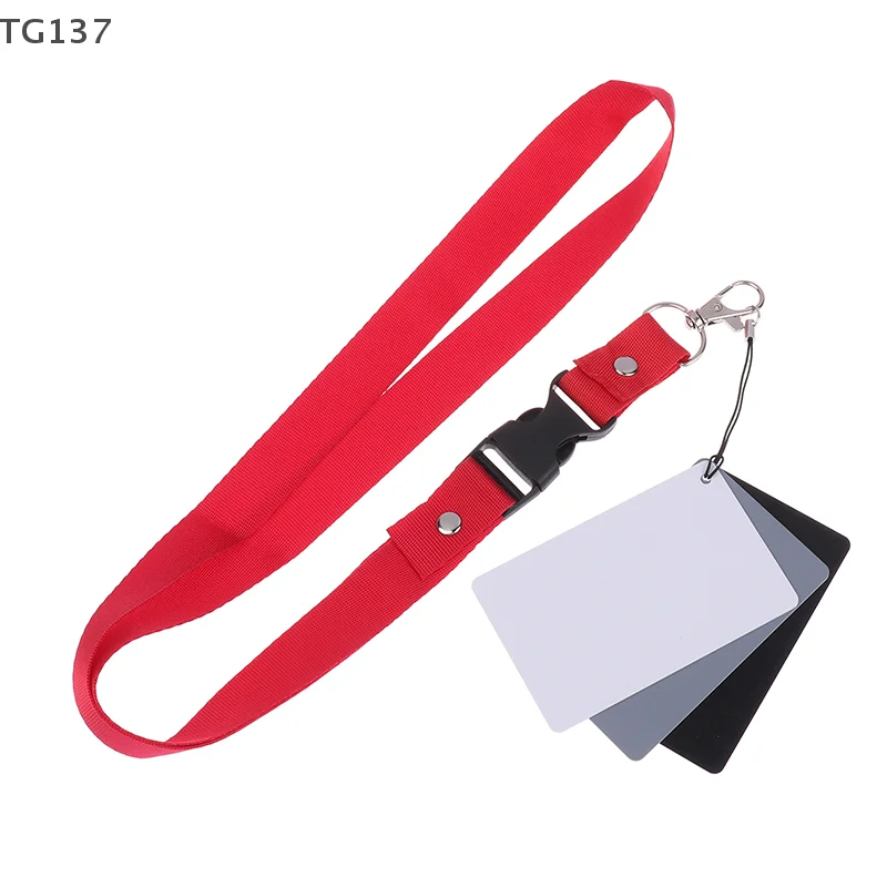 White Black Grey 3 In1 Balance Card With Neck Strap Pocket-Size Digital 18% Gray Card Calibration Camera Checker For Photography