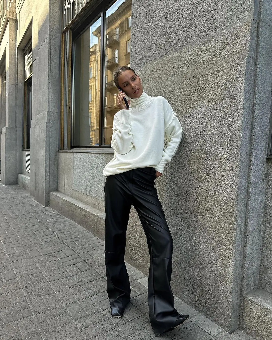 Winter Knit Turtleneck Pullover Female Clothes Loose Casual Ribbed Patchwork Long Sleeve Oversized Sweater Women Knitwear