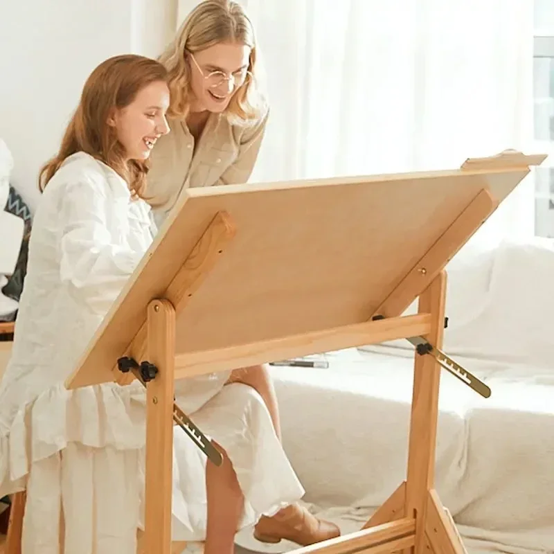 Wooden sit-stand drawing desk engineering drawing table easel painting architectural plate art sketching