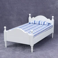 ✰ ✪ 1 pièce de décoration DIY, lit simple blanc miniature 1:12 pour maison de poupée, modèle de mobilier miniature, scène de chambre à coucher, lit pour maison de poupée 1