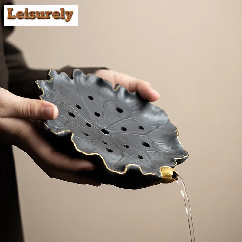 Creative Lotus Old Rock Mud Pot Bearing Holder Teaware Heat Insulation Pad Water Storage Dry Soaking Table Tea Tray Decoration