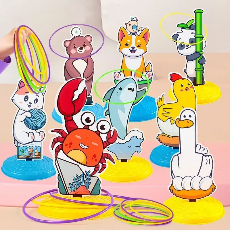 1 Set Kid Animals Ring Toss Game Toy (Base Color Random) Fun Parent-Child Interactive Game,Christmas Presents, Thanksgiving Gift 3