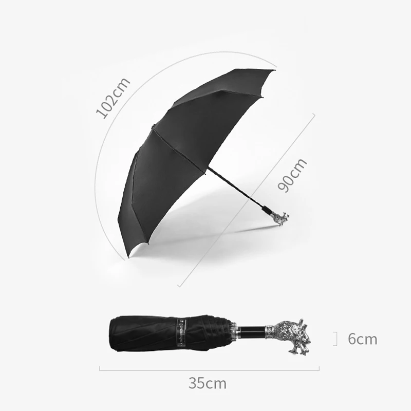 Retro Creative Folding Umbrella Luxury Chinese Zodiac Parasol UV Wind Resistant Umbrella Black Women's Rain Umbrellas Gift Ideas