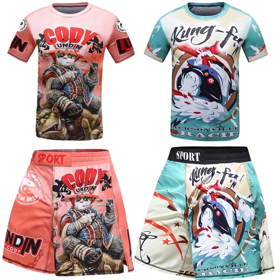 MMA Kids Boxing T-shirts Shorts Sportsuit Rashguard Jiu Jitsu T-shirt For Boy Kickboxing Gym Fighwear Children Muay Thai Clothes,sports apparel