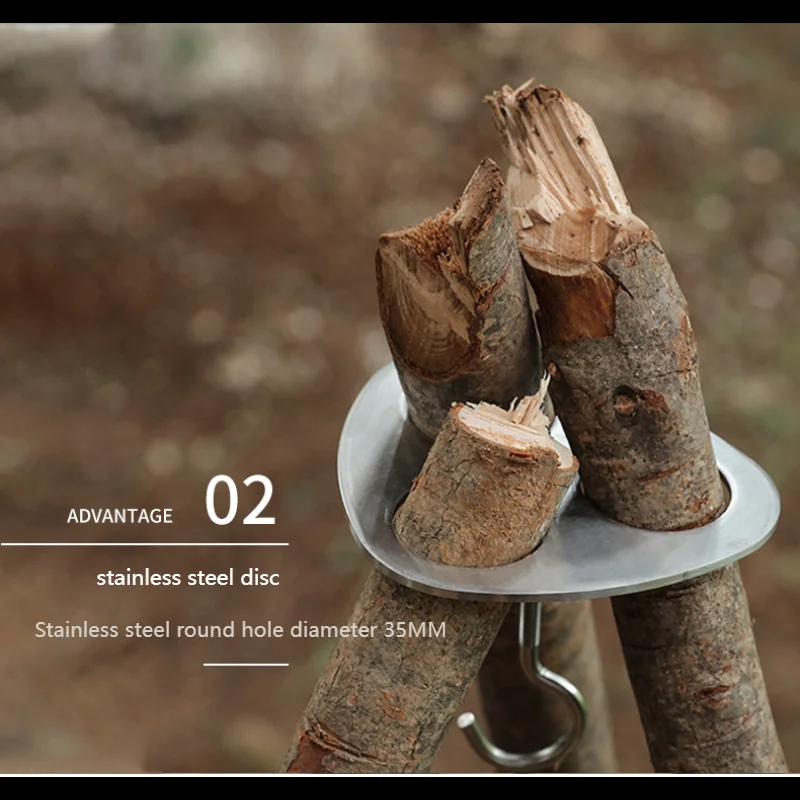 Portable Stainless Steel Tripod Camping Grill Hanger - Adjustable Hanging Pot Stand for Campfire Cooking & Outdoor Picnic