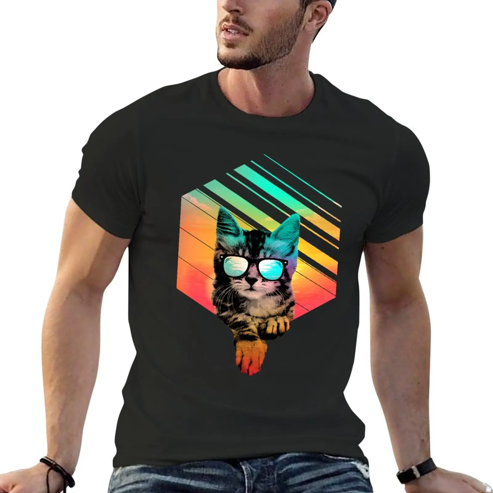 

Cute summer kitten T-Shirt oversized t shirts black t shirt mens t shirt