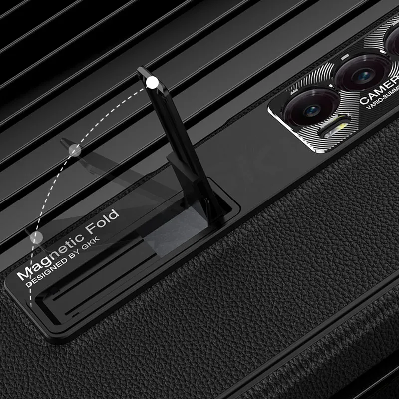 Magnetic Hinge Plain Leather Case for Honor Magic V2 Case Outer Anti-peek Glass
