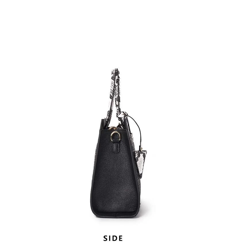Aidrani Neue schwarze Damenhandtasche aus Rindsleder mit Steinmuster, modisch, elegant und mit großem Fassungsvermögen – Detail 9