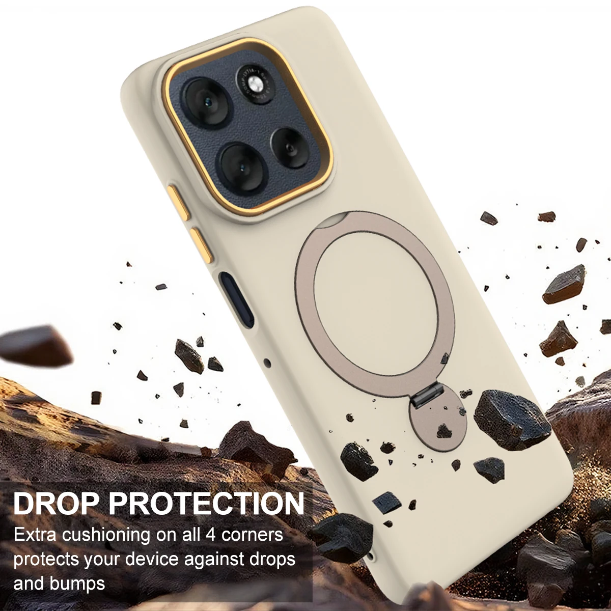 Skin-Friendly Fabric Ring Holder Protective Anti-Fall Phone Case