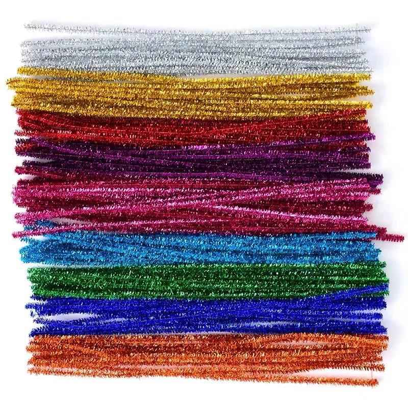 Chenille Pipe Cleaners 100PCS Colorful Twisted Rod Wool Root Fluffy Bar Iron Wire DIY Handcraft Decorations