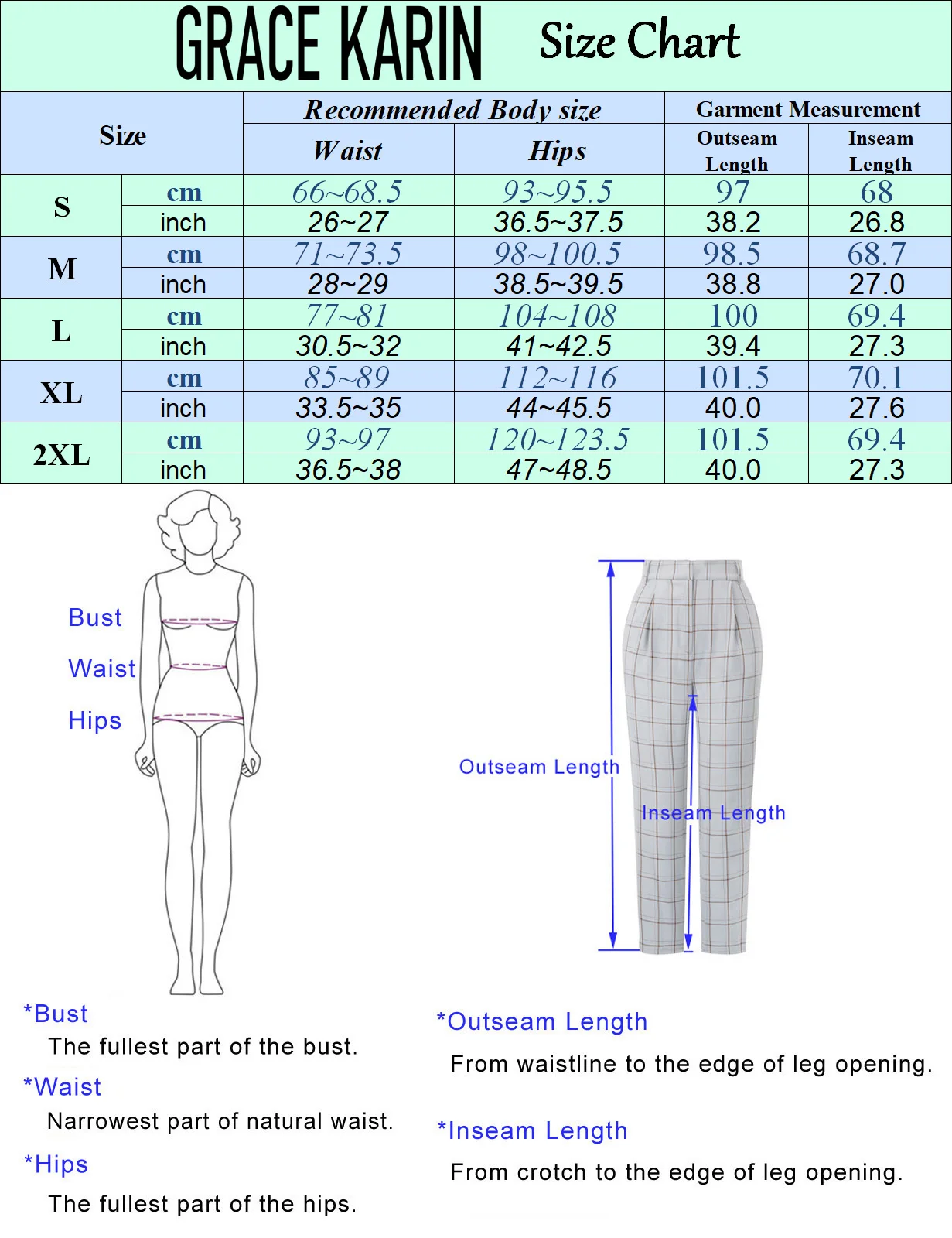 GK Women's Pencil Pants Ankle Length Skinny Capri With Pockets Plaided OL Elastic Waist Office Lady Elegant Fashion Trousers