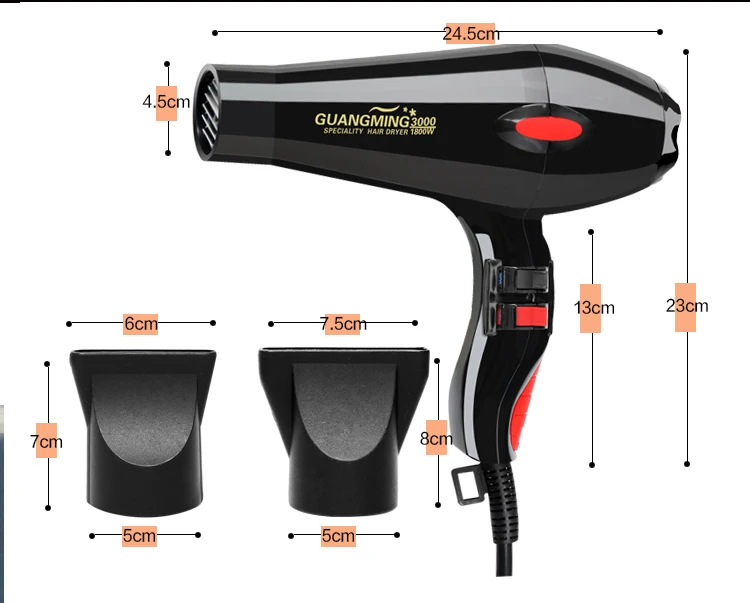 Secador de Cabelo Quente e Frio Secador de ar para Uso do Salão de Beleza Real Profissional Poderoso Rápido Aquecimento Ajuste Ionic 1800w 63 Real 1800w profissional poderoso secador de cabelo