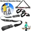 Nylon Skiing Pole Shoulder Hand Carrier Lash Handle Straps Adjustable Buck Hook Loop Protecting Black Nylon Ski Handle Strap Bag 1