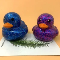 6PCS/SET Squeeze-sounding Dabbling 80MM Rubber Ducks Baby Shower Water Bathing Floating Toys Vinyl Glitter Duck With BB Sounds 2