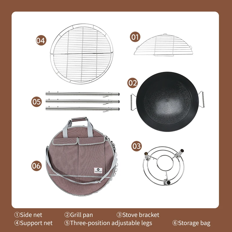 Stainless Steel Folding BBQ Grill with Cast Iron Fry Plate 4